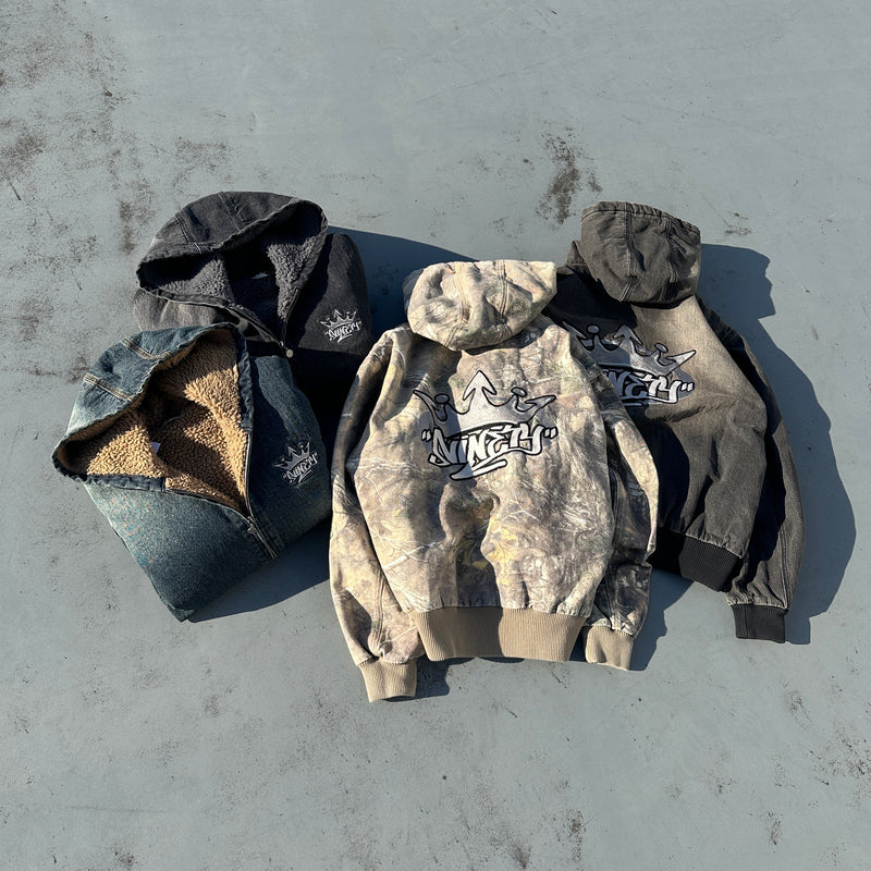 King Logo Slub Denim Zip Hoodie – YZ