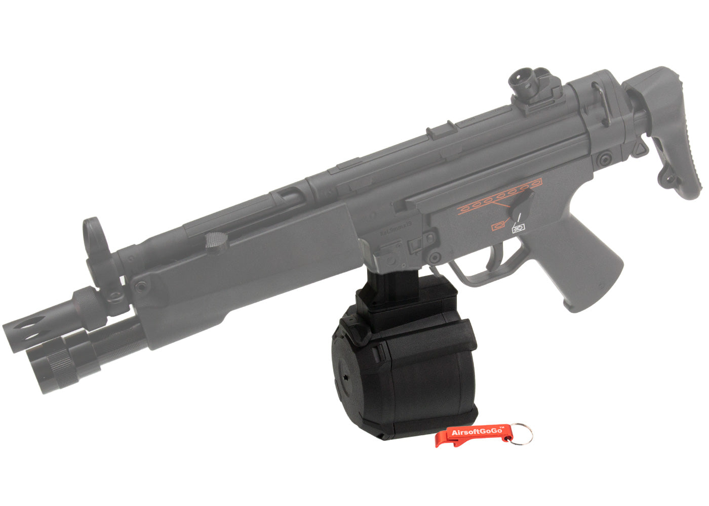 電動ガンMP5用 Battleaxe 1000連 電動給弾式ドラムマガジン ブラック