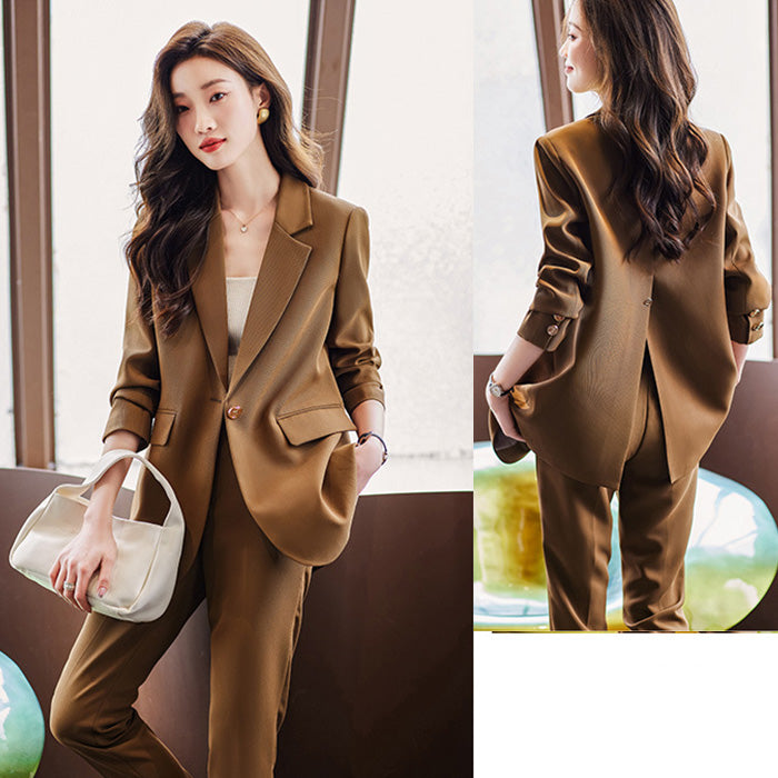 大きいサイズ レディース｜しなやか美ラインぽっちゃりブラウンスーツ