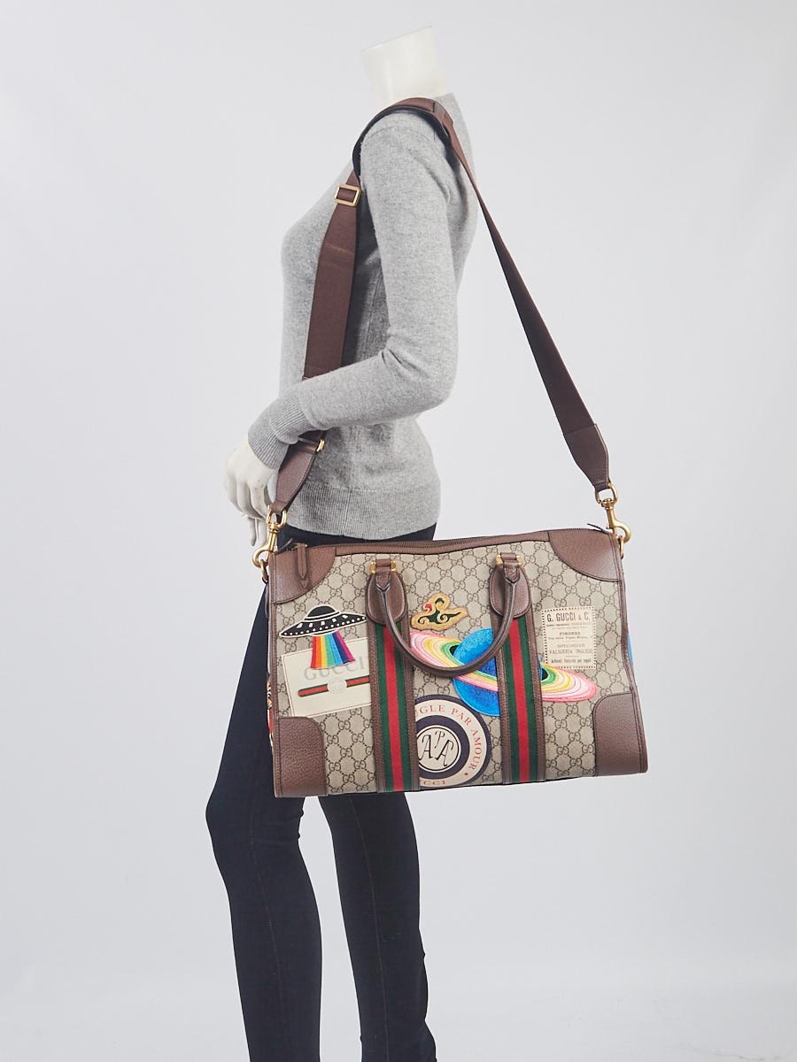 Gucci Beige GG Coated Canvas Supreme Courrier Soft Duffle Bag