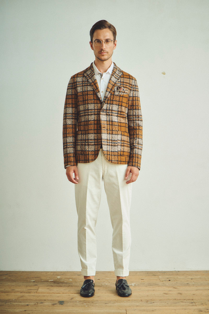 タータンチェックウールジャケット / VAR1 ブラウン BOB JAPAN