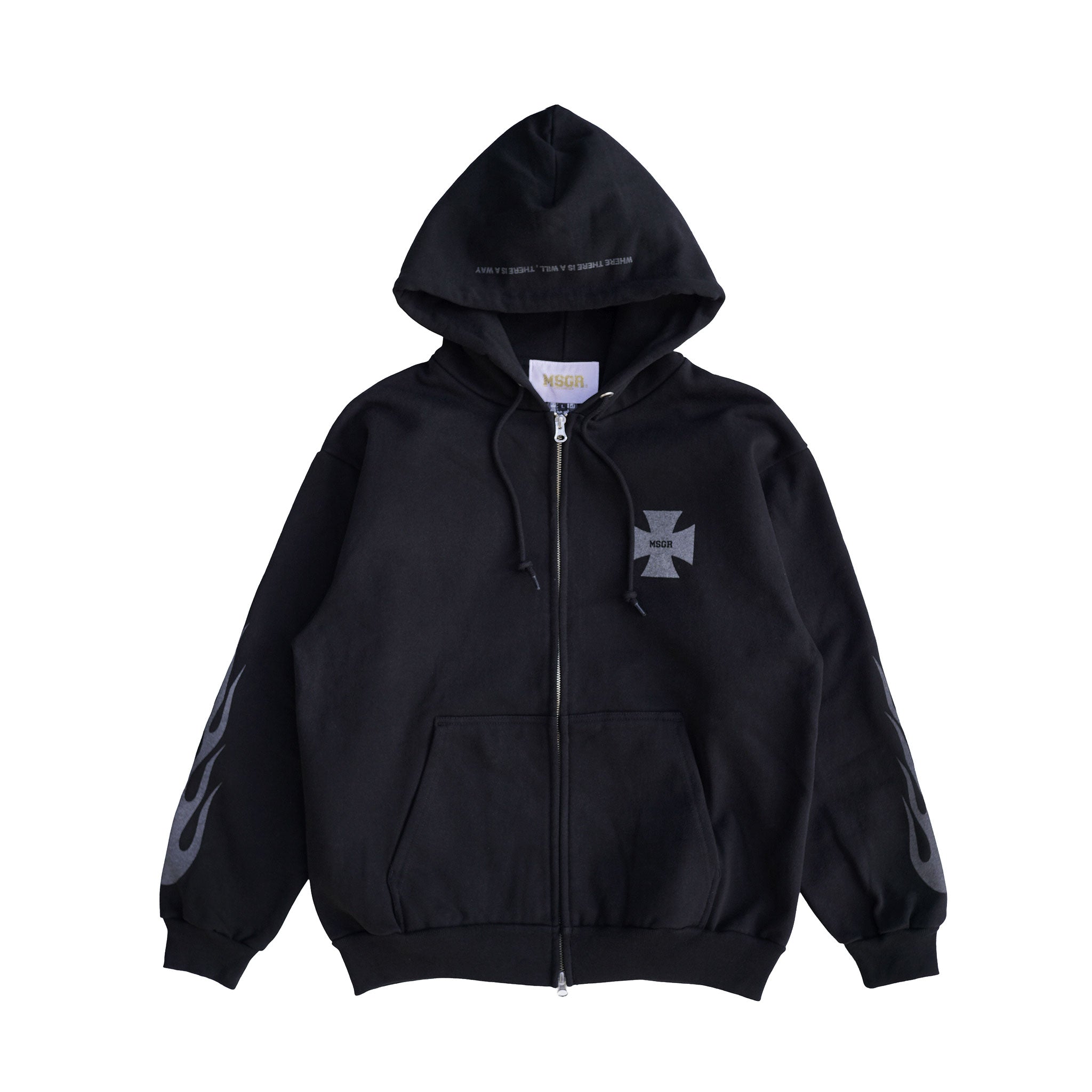 MSGR ジップパーカー / FLAME CROSS REFRECTOR 15oz FLEECE ZIP HOOD