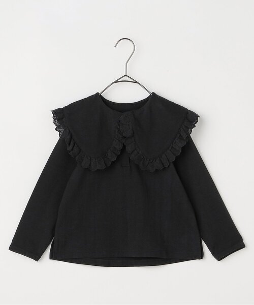 PATOU 黒 フリル付き カットソー トップス tシャツ ドッキングフリル