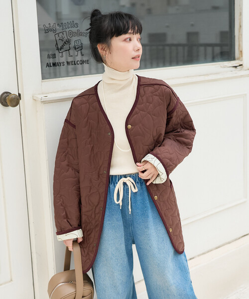 セール】変形ステッチ 裏配色 キルトジャケット/リバーシブルキルト