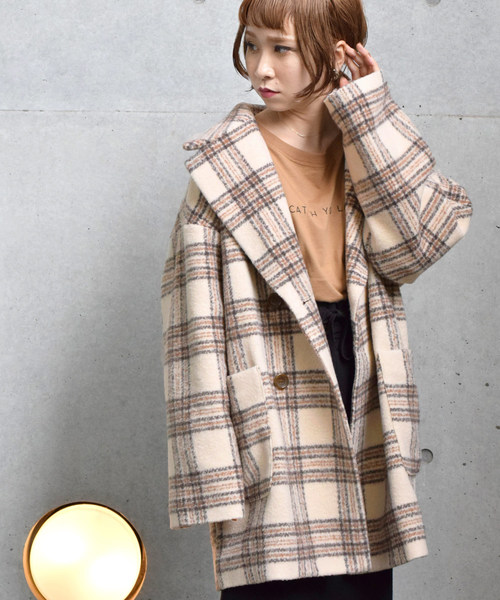 w closet（ダブルクローゼット）の「シャギーチェックジャケットコート