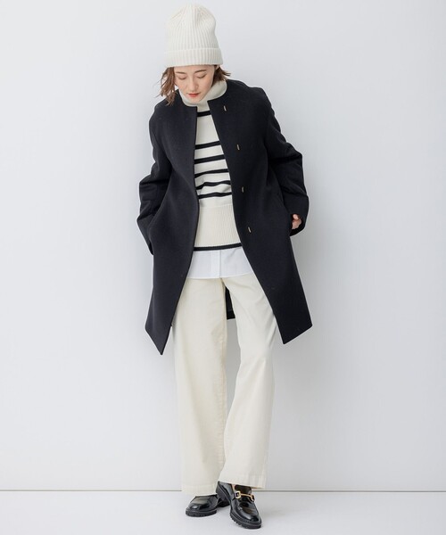 セール】ウールカシミヤビーバー ノーカラー コート（ノーカラーコート