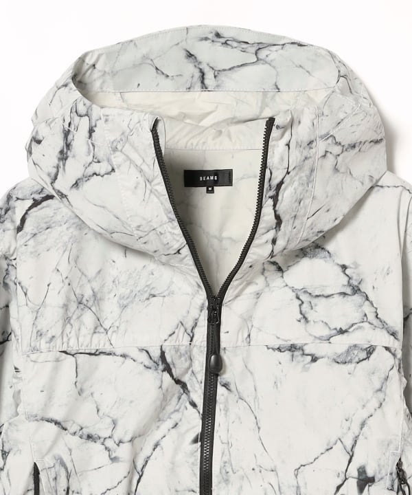 BEAMS（ビームス）撥水 総柄プリント ジップアップ フーディ（ブルゾン