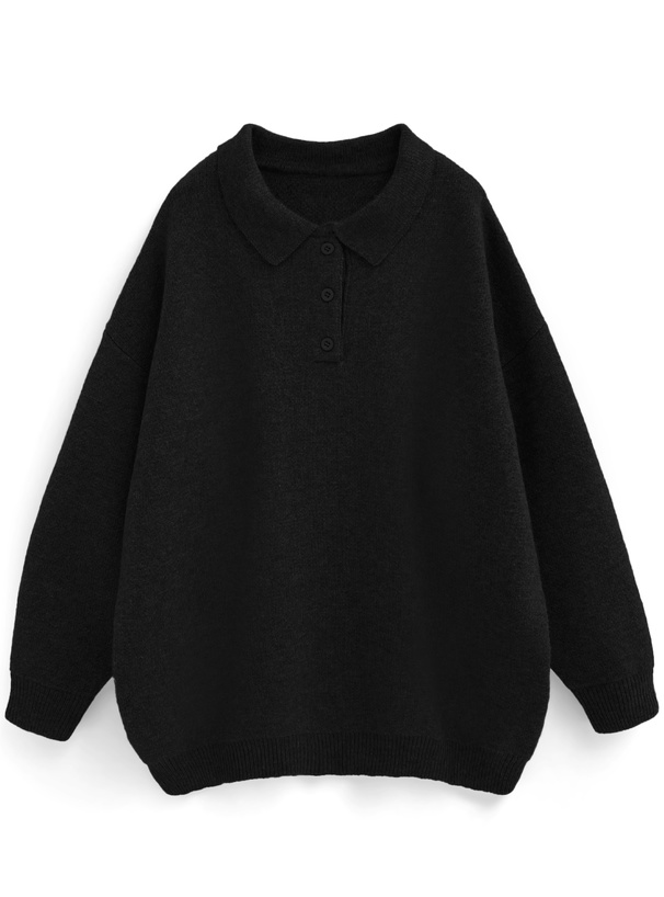 オーバーサイズポロニットトップス[an1654] | レディースファッション