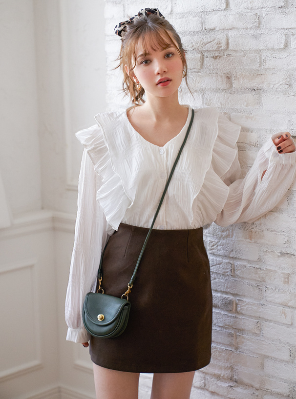 Vネックフリルラッフルブラウス[ac1868] | レディースファッション通販