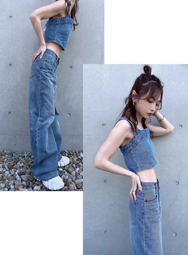ビスチェXワイドパンツデニムセットアップ[gm604] | レディース