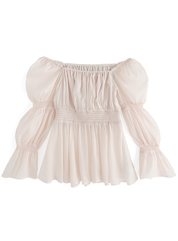 袖2Wayシアーシャーリングペプラムブラウス[fl001] | レディース