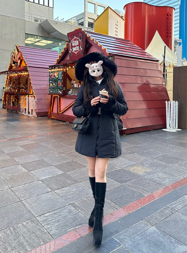 ベルト付きファーダウンコート[kd13] | レディースファッション通販の