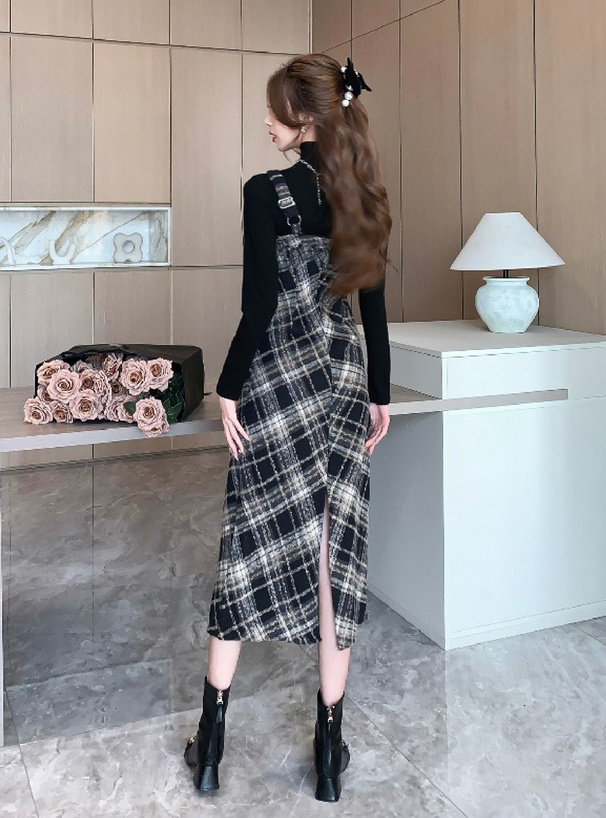 チェック柄ロングワンピース[ks152] | レディースファッション通販の