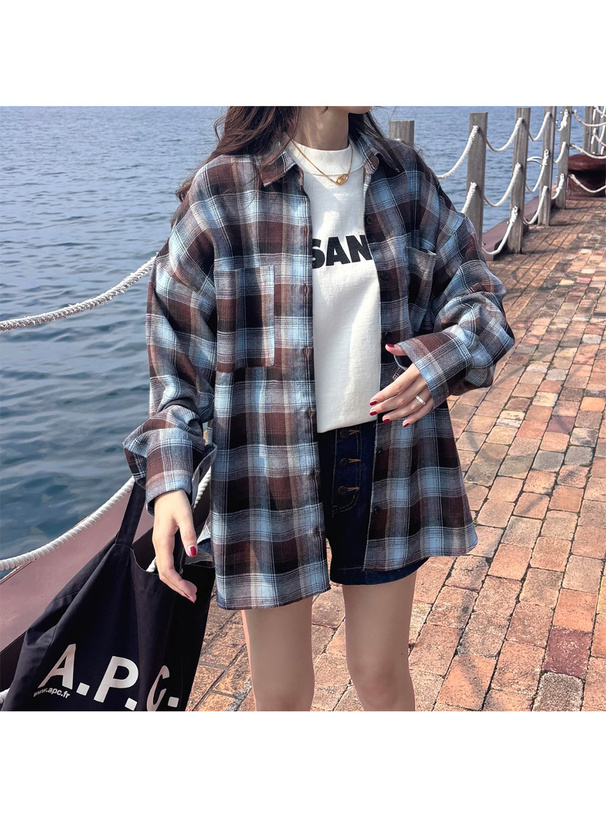 オーバーサイズチェック柄シャツ[on288] | レディースファッション通販
