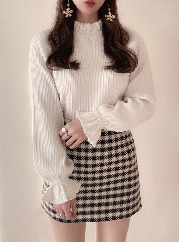 衿フリルキャンディースリーブニットトップス[mb1088] | レディース