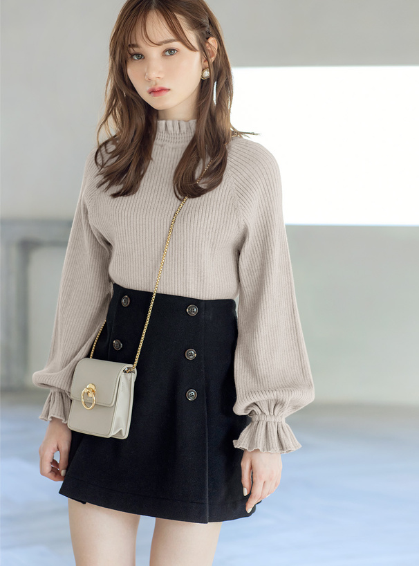 衿フリルキャンディースリーブニットトップス[mb1088] | レディース