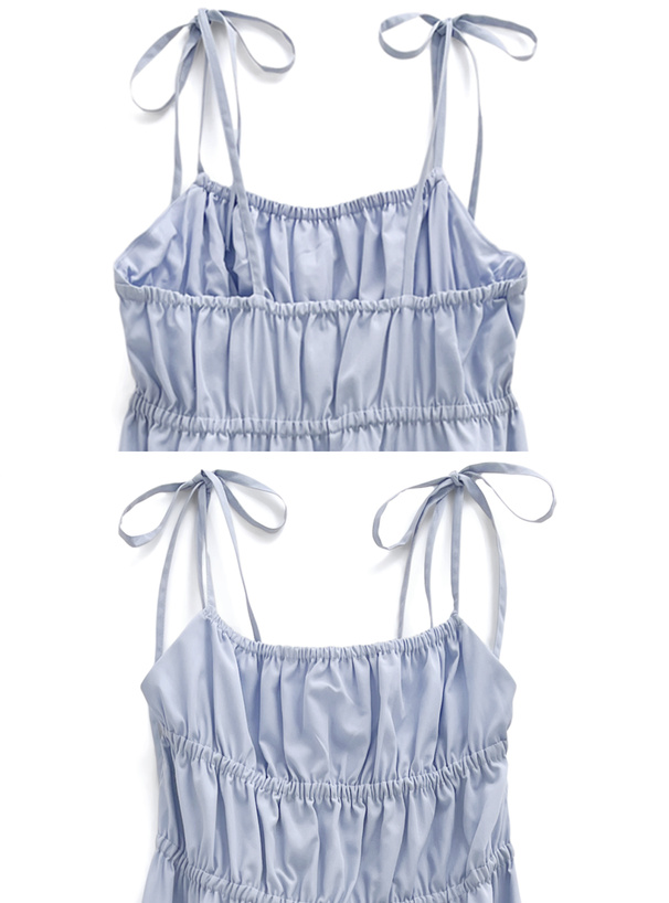 リボンストラップギャザーキャミワンピース[tg671] | レディース