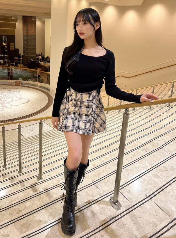 インパン裏地付きツイードチェックミニスカート[tu891] | レディース
