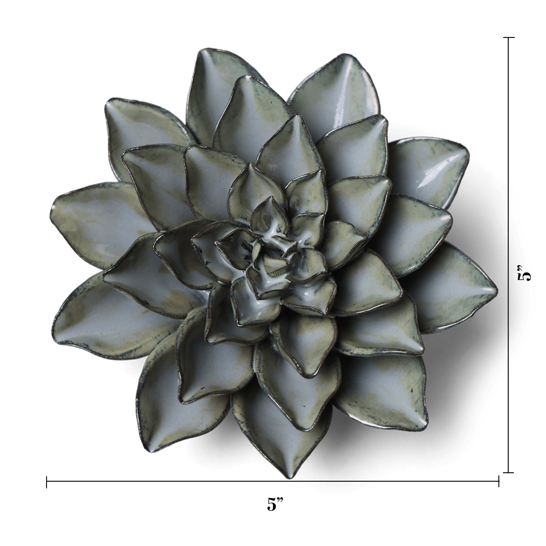 Kitchen Wall Decor: Large Ceramic Flower Art Dusk Blue