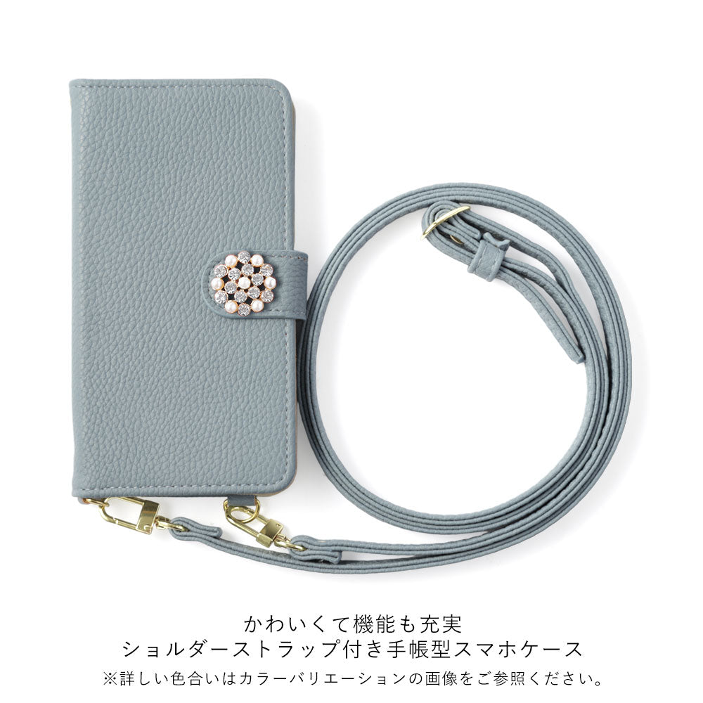 ヴィーガンレザー クリスタルパールデコ スタンド機能 ショルダー