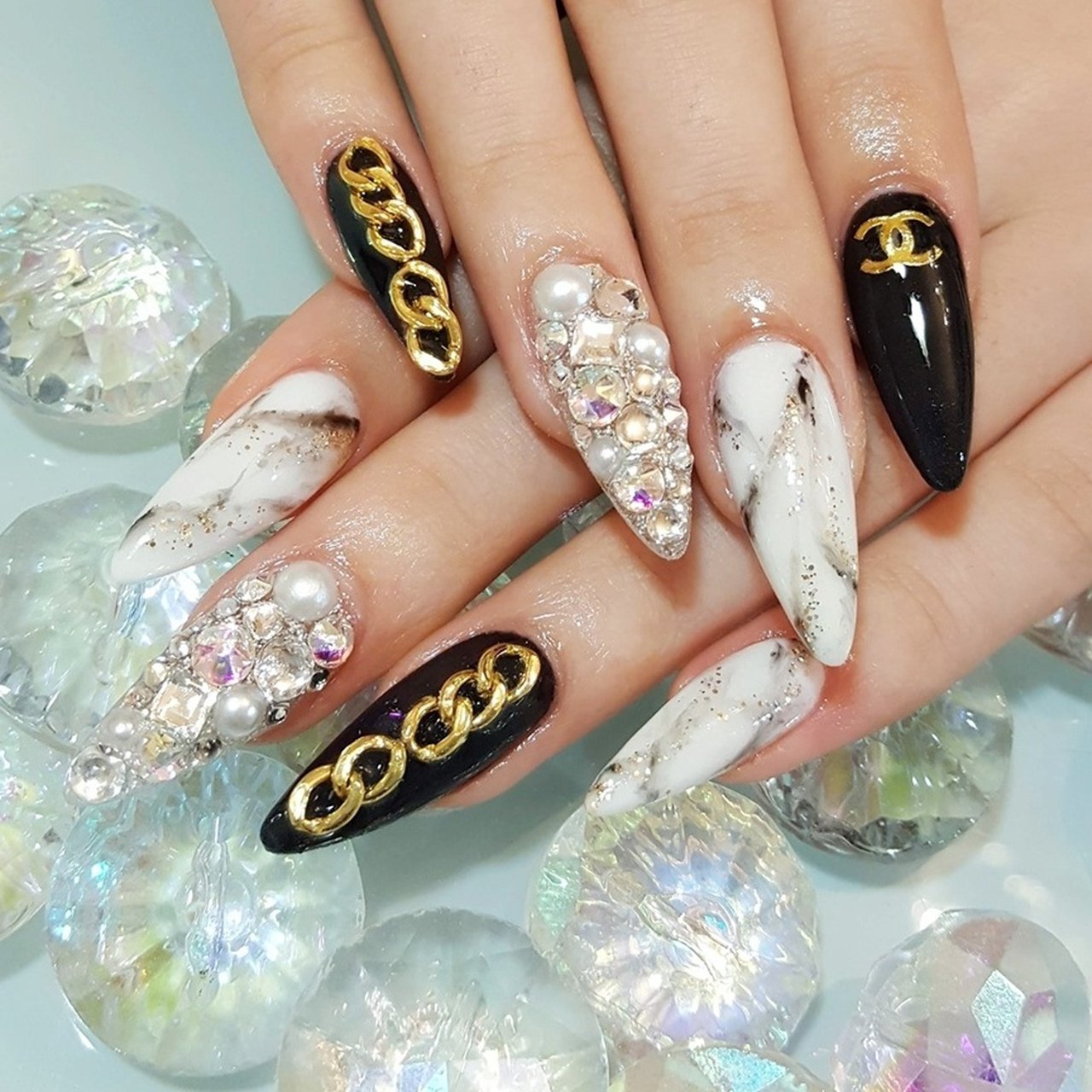 オールシーズン/ハンド/大理石/チェーン/ブランド柄 - Aya