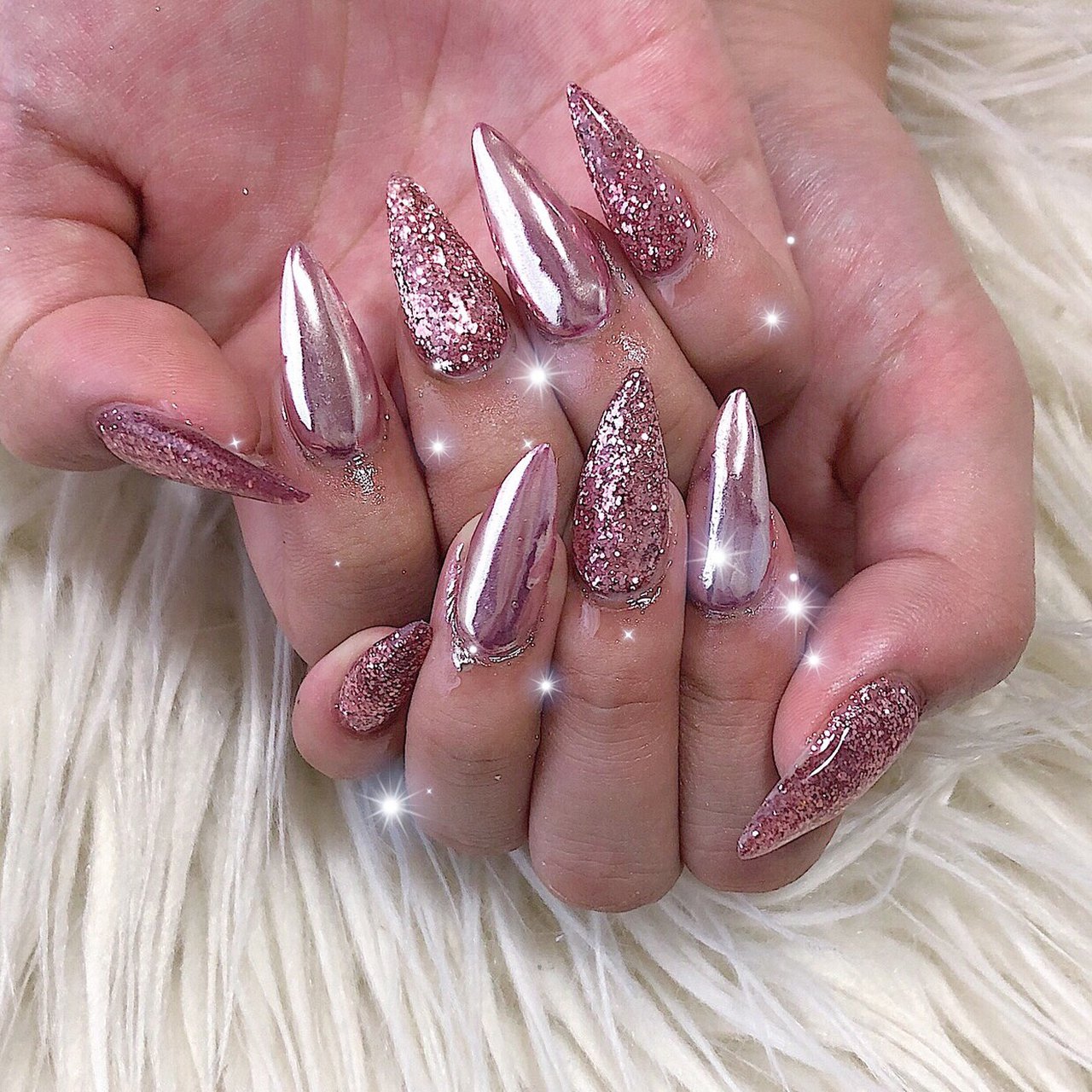 夏/ハンド/ラメ/ロング/ピンク - ひ〜のネイルデザイン[No.4336509