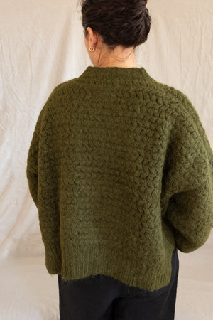 ZIGZAG CARDIGAN - OLIVE – DAEZA