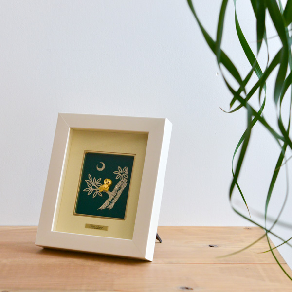 金 彫金 昭和レトロ 蘭の花金銅板彫刻 木製フレーム 額縁 アート