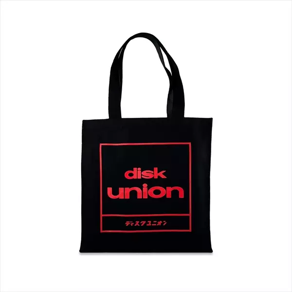 diskunion レコード トート 四角ロゴ (ブラック×レッド)/TOTE BAG