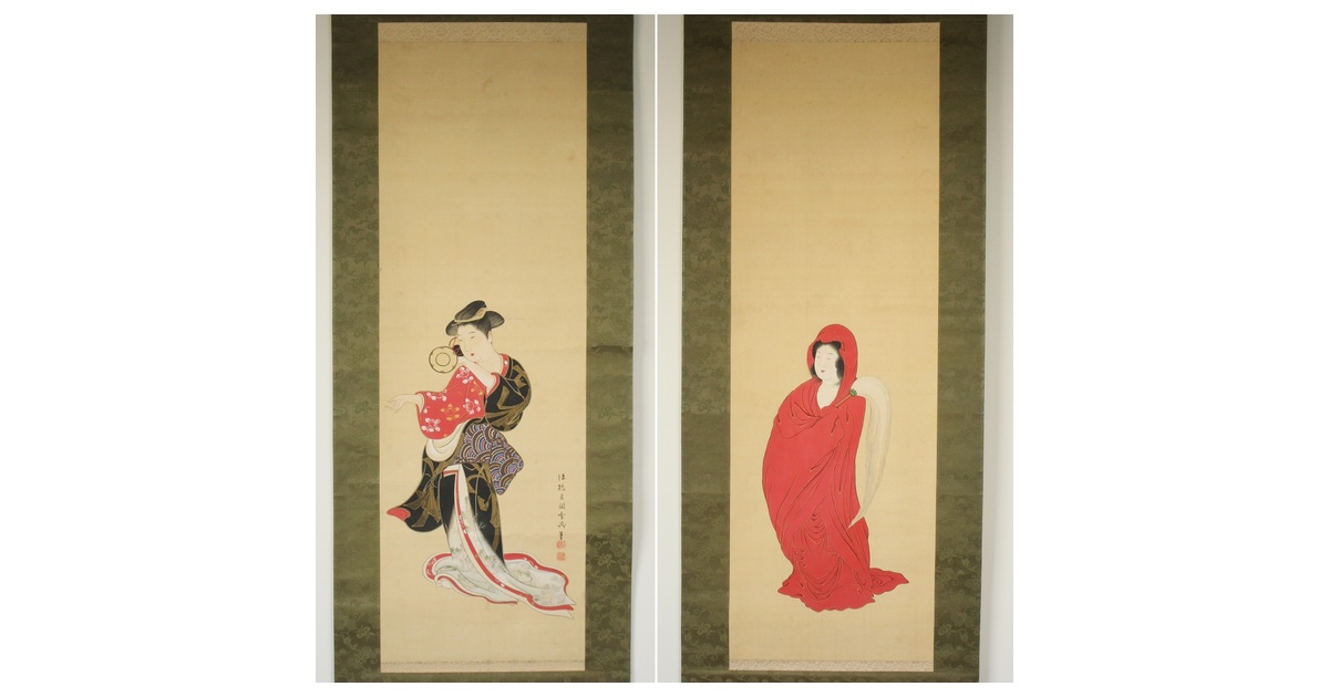 真作/心畝/高砂図/布袋屋掛軸HC-960 真作/心畝/高砂図/布袋屋掛軸HC