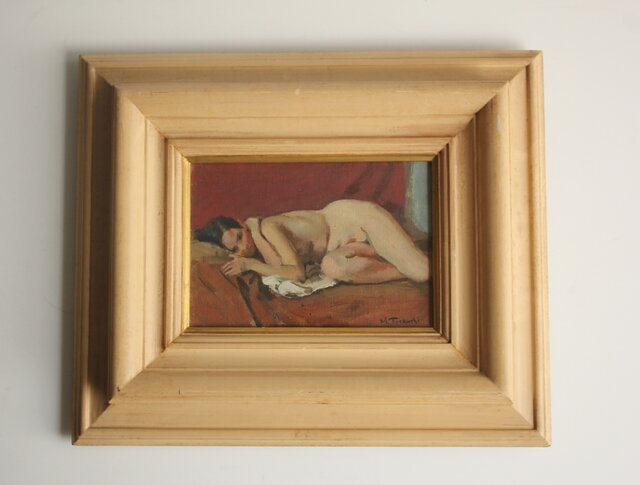 寺内萬治郎「裸婦」油彩額装 Z843｜骨董店 のびる 古美術 骨董 和風