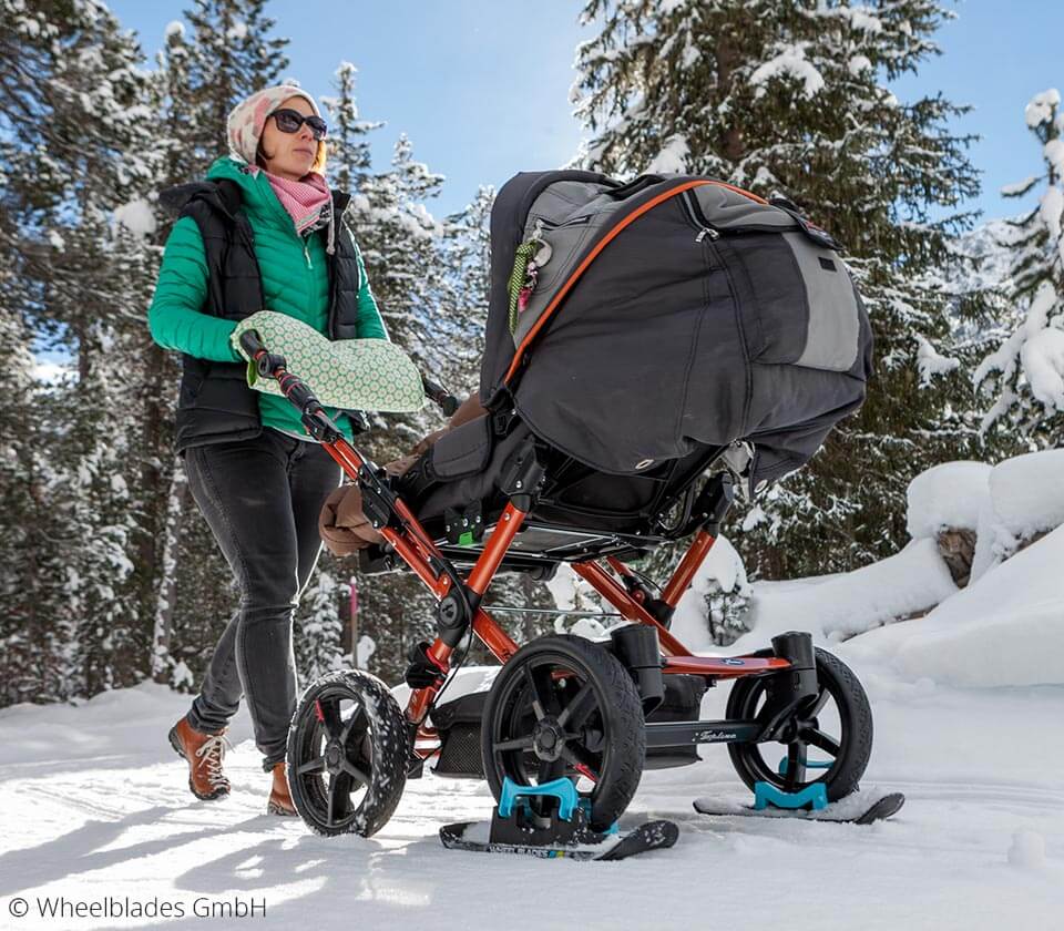 シーティングバギーやベビーカー用の大型スキー「ホイールブレード XL