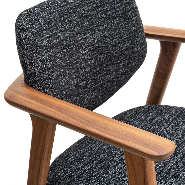 ショートアームチェア CW6851(ハードシート) ブラック ウォールナット