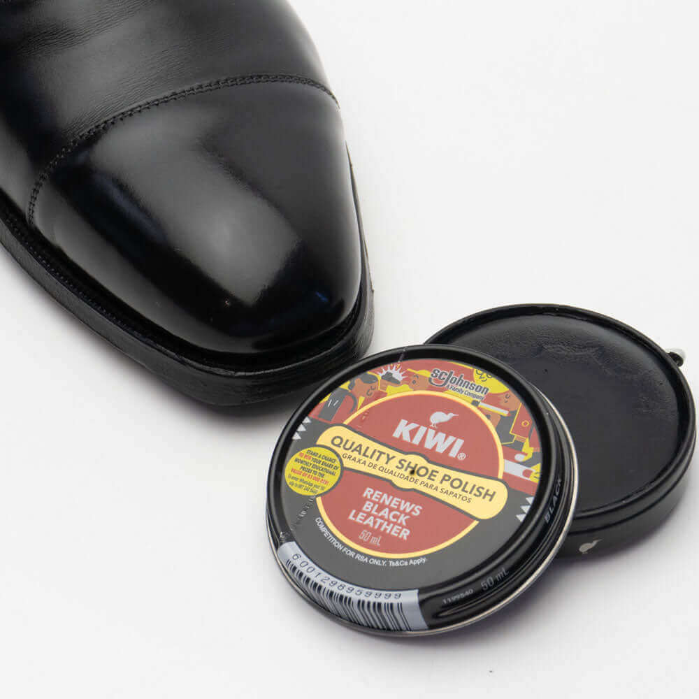 KIWI シューポリッシュ 中缶 黒｜鏡面磨き、ハイシャイン仕上げ用