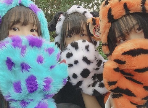 チェシャ猫 マフラーキャップ ミニー つけ耳 パッチン JK ディズニー