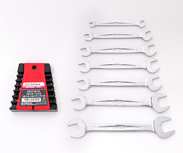 TONE 両口スパナセット 7本組 メッキ処理 540g (DS700P)(4953488307900