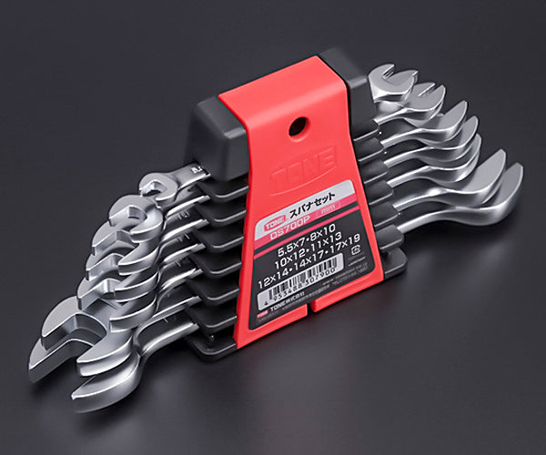 TONE 両口スパナセット 7本組 メッキ処理 540g (DS700P)(4953488307900