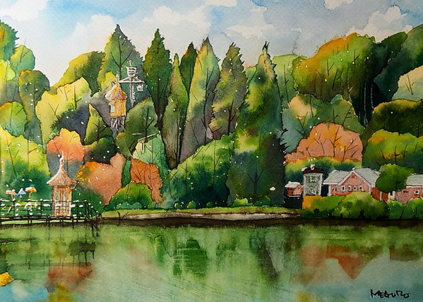 湖畔の風景」 by 山田太郎｜Artmeter｜暮らしを彩るアートが、きっと