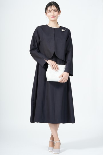 RIFANNE 東京ソワール ナチュラルフレアネイビードレスセット (M〜L