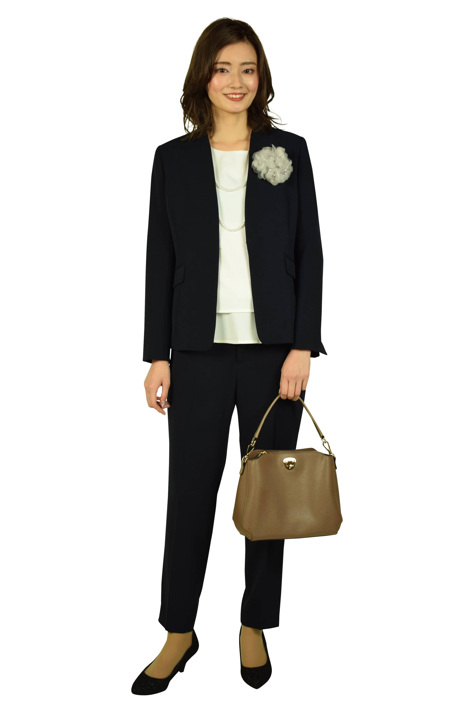 組曲 シンプルネイビーパンツスーツセット (M〜L) をレンタル - 結婚式