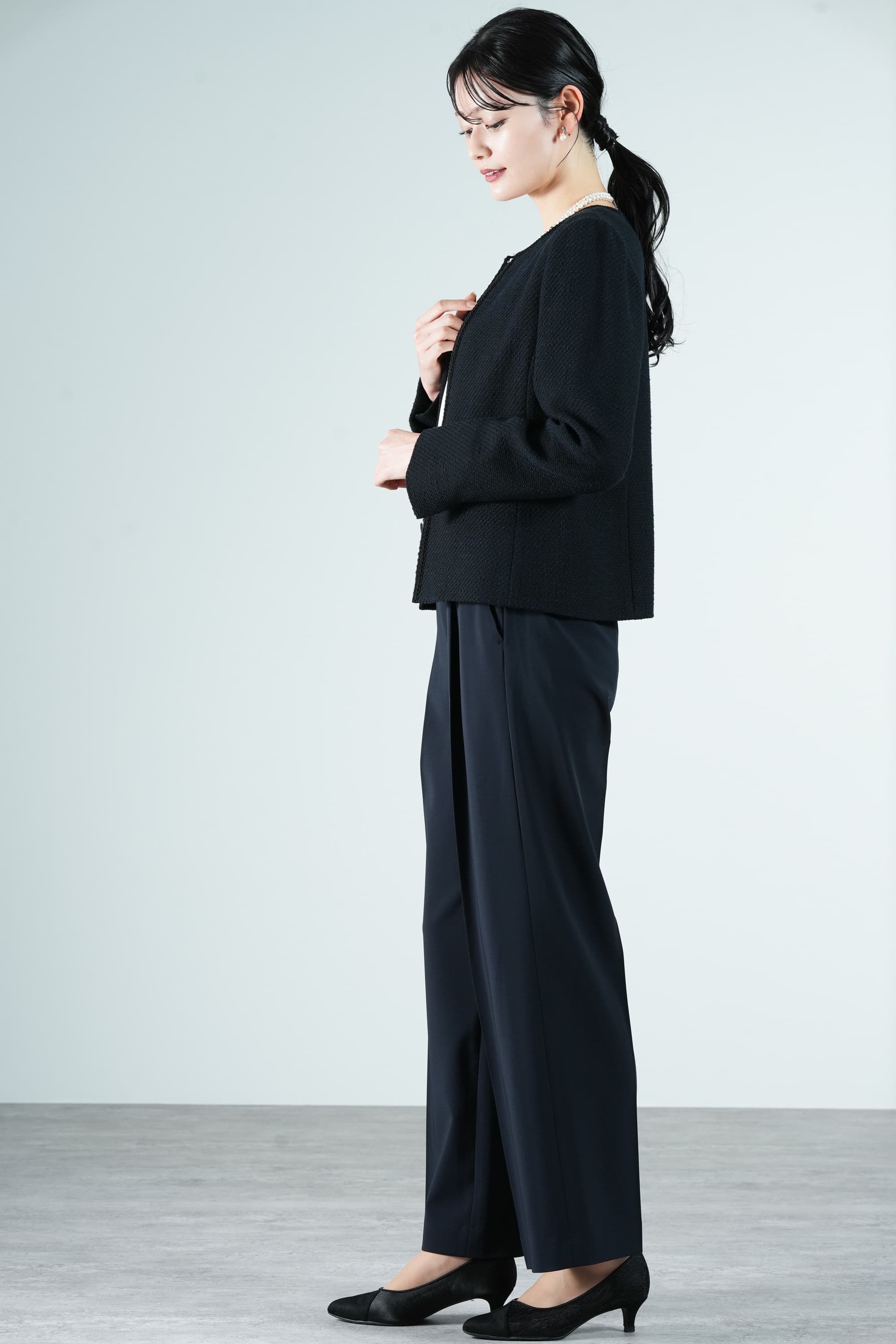 UNITED ARROWS green label relaxing ノーカラーツイードジャケット