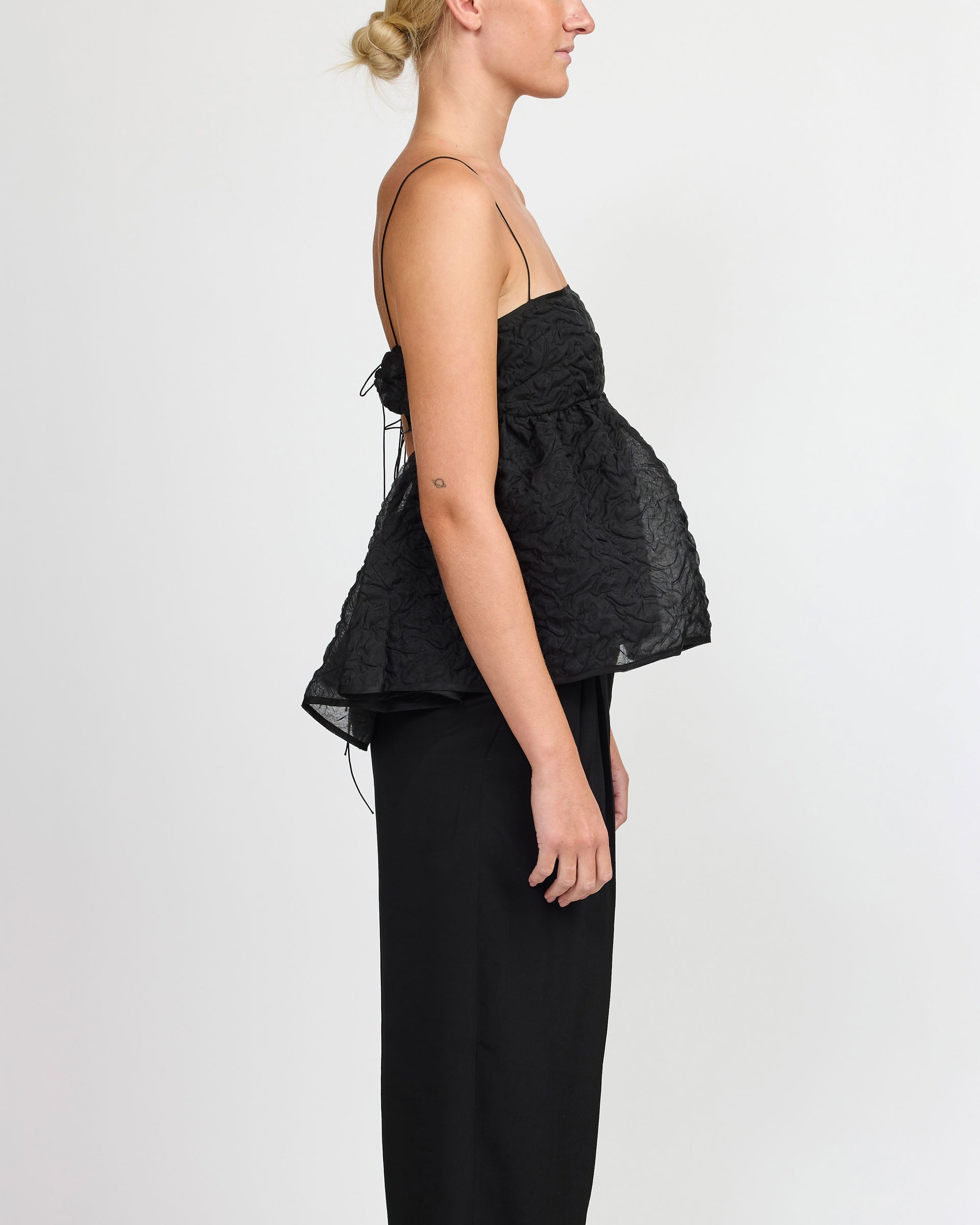 Cecilie Bahnsen Selena Black Top | Peplum | Justerbar — FF2