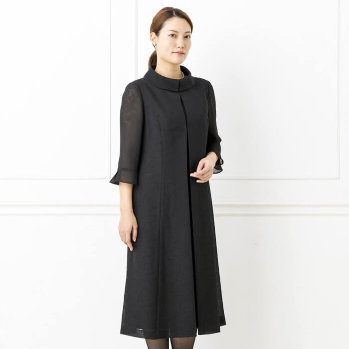 洗える｜ロングジャケットのアンサンブル 13号・ブラック｜東京