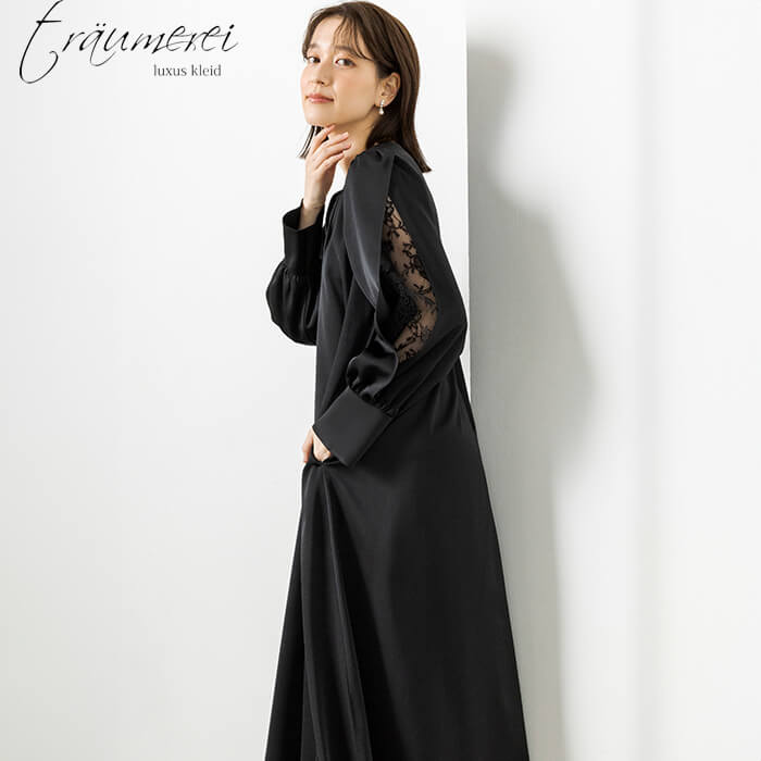 レースブラウス付きの爽やかドレス 9号・ライトグリーン｜東京