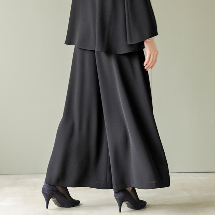 洗える｜ブラウスとワイドパンツのセットアップ M・ブラック｜東京