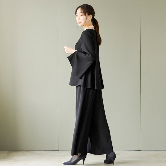 洗える｜ブラウスとワイドパンツのセットアップ M・ブラック｜東京