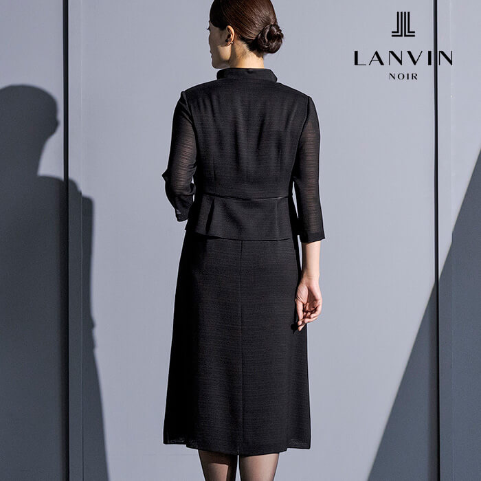 フラワーカラーの絽のフォーマルワンピース 9号・ブラック｜東京