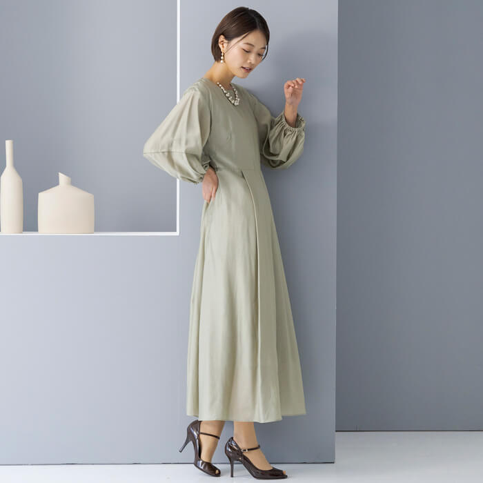 WEB限定｜ボリュームオーガンジードレス 9号・ライトグリーン｜東京