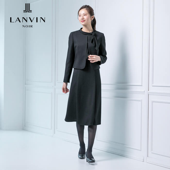 リボンカラーがフェミニンなアンサンブル 9号・ブラック｜東京