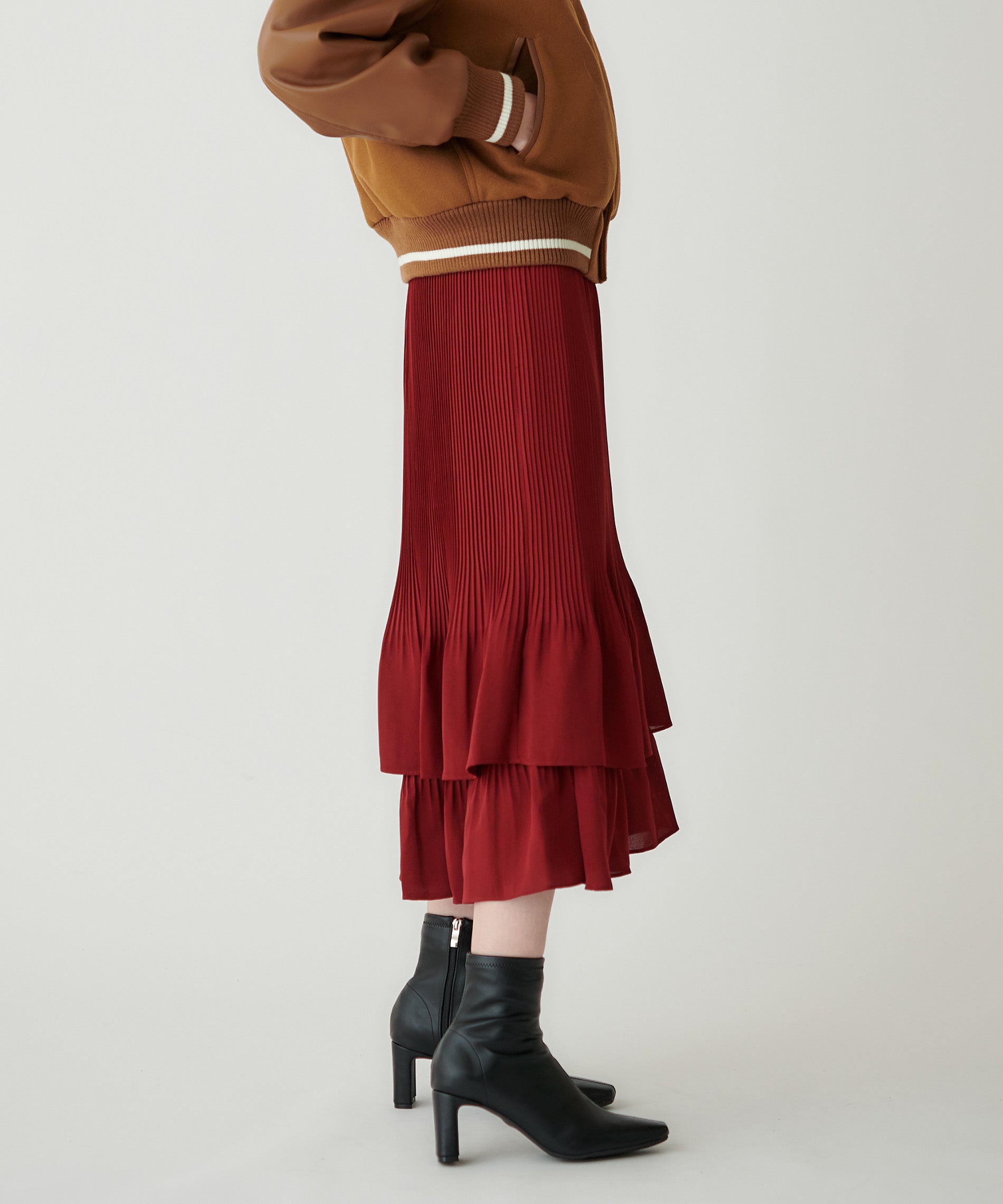 ジョーゼット細プリーツティアードスカート – FACE SANS FARD